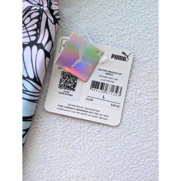 PUMA Swimsuit Girl's Size Large One Piece Crossback Butterfly Summer Beach NEW - Picture 3 of 6